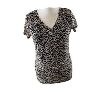 Dana Buchman Animal Print Short Sleeve Top Large